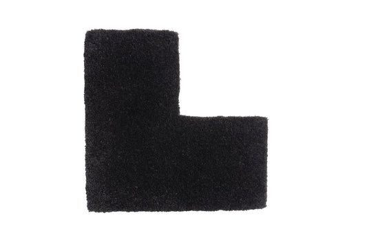 Black L-shaped Wool Wall Rug